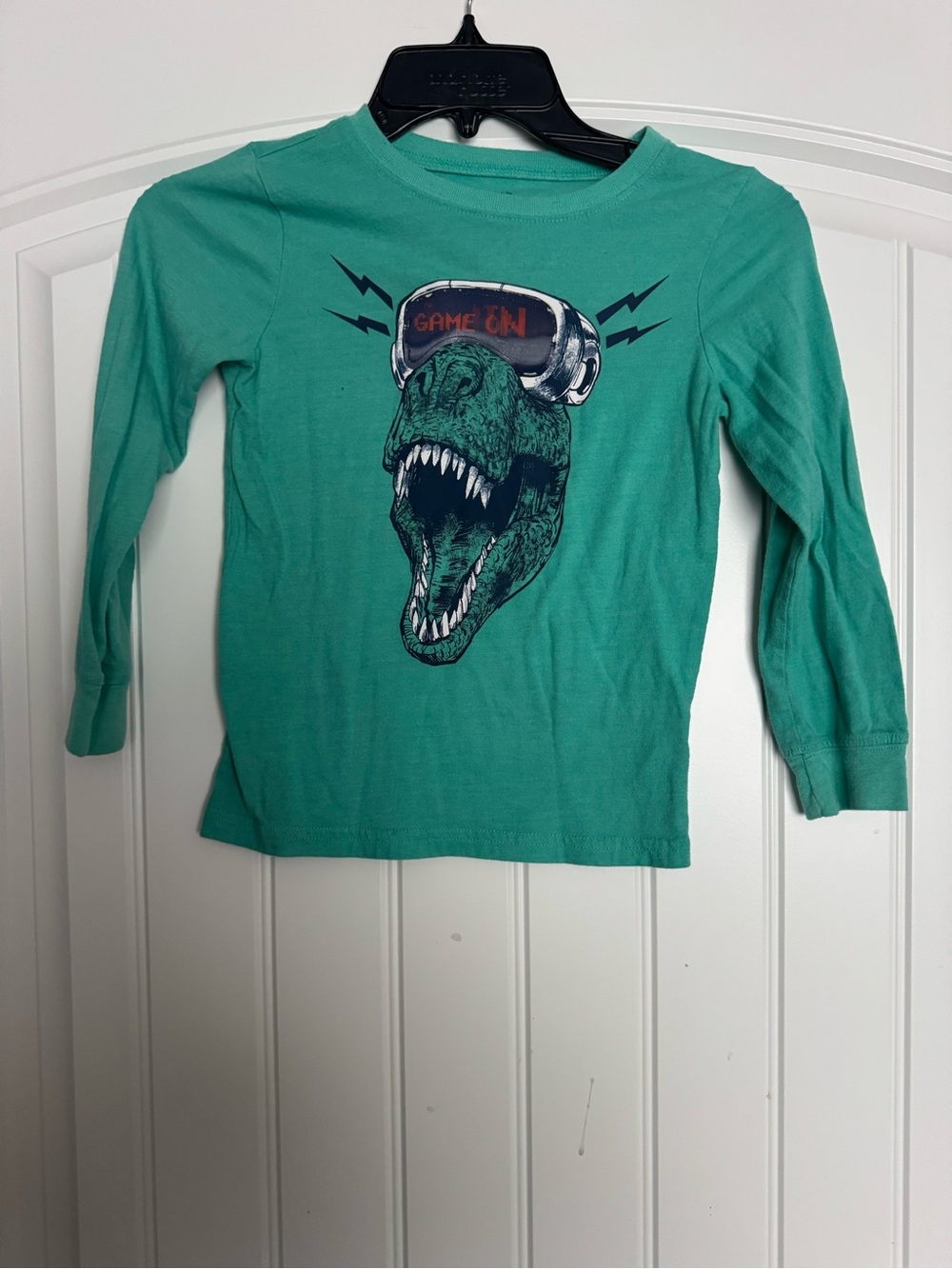 Carter's Teal Green Dino 'Game On' Graphic Long-Sleeve Tee